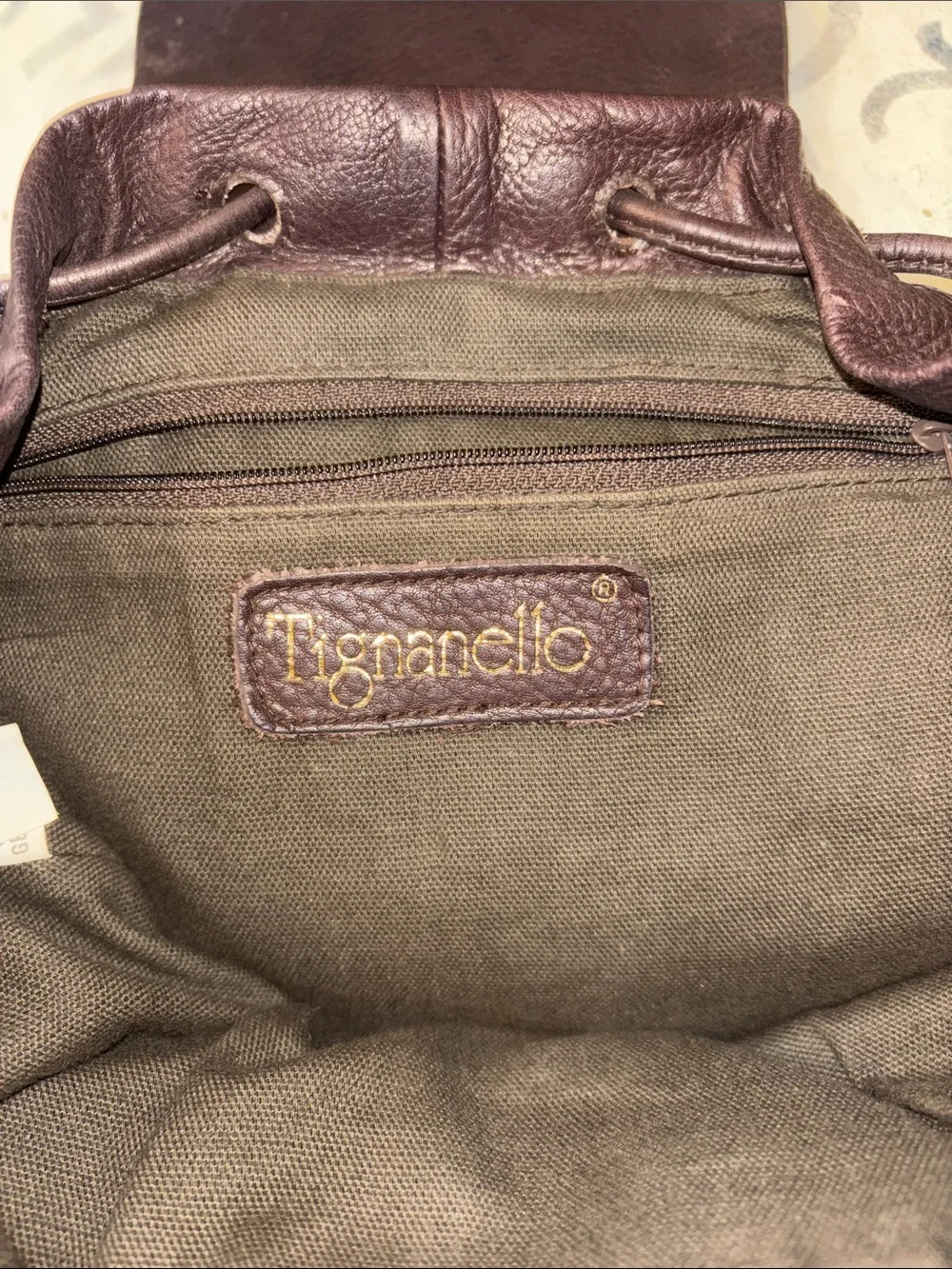 Tignanello Dark Brown Pebbled Leather Backpack